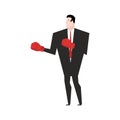 Business fight. Businessman with boxing gloves. Office fighting Royalty Free Stock Photo