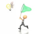 Business figure chasing a butterfly shaped light b