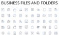 Business files and folders line icons collection. Insights, Data, Analytics, Metrics, Dashboards, Visualization Royalty Free Stock Photo