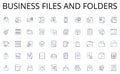 Business files and folders line icons collection. Learning, Campus, Education, Students, Faculty, Programs, Research