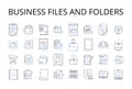 Business files and folders line icons collection. Work documents, Corporate papers, Company records, Enterprise files Royalty Free Stock Photo