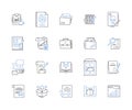 Business files and folders outline icons collection. file, folder, document, report, spreadsheet, presentation, proposal