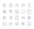 Business files and folders outline icons collection. file, folder, document, report, spreadsheet, presentation, proposal