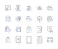 Business files and folders outline icons collection. file, folder, document, report, spreadsheet, presentation, proposal