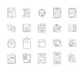 Business files and folders outline icons collection. file, folder, document, report, spreadsheet, presentation, proposal