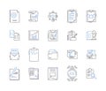 Business files and folders outline icons collection. file, folder, document, report, spreadsheet, presentation, proposal
