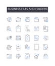 Business files and folders line icons collection. Work documents, Corporate papers, Company records, Enterprise files