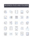 Business files and folders line icons collection. Work documents, Corporate papers, Company records, Enterprise files