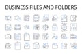 Business files and folders line icons collection. Work documents, Corporate papers, Company records, Enterprise files