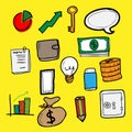 Business finace doodle color Royalty Free Stock Photo