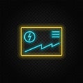 business and finance, analytic neon vector icon. Blue and yellow neon vector ico