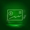 Business and finance, analytic neon vector icon. Save the world, green neon