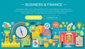 Business and finance banking flat icons concept. Business infographics template design, web elements, poster banner