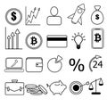 Business, finance, banking, management, economics icons black, white