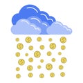 Money rain from the cloud ,success economy finance,income success finance,coins falling from clouds