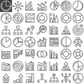 Business finance charts line icons set Royalty Free Stock Photo