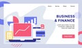 Business finance concept campaign for web website home homepage landing page template banner with flat style