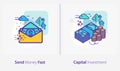 Business and Finance Concept Icons, Send Money Fast, Capital Investment