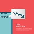 business finance crisis concept. cost reduction management. arrow line decrease money graph fall down symbol. economy stretching Royalty Free Stock Photo