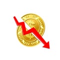 Business finance crisis concept. Gold coin.