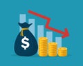 business finance crisis graph fail. cost reduction concept. Royalty Free Stock Photo