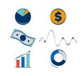 Business and finance data 2D doodle objects set Royalty Free Stock Photo