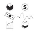Business and finance data doodle linear objects set Royalty Free Stock Photo