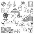 Business finance doodle hand drawn elements with