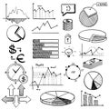 Business finance doodle hand drawn elements with