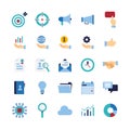 Business and finance flat color icons set. office element icon collection, vector Royalty Free Stock Photo