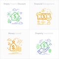 Business and Finance Flat Colorful Icon Set / Empty property discount / Financial management / Property Investment / Money growth Royalty Free Stock Photo