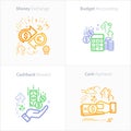 Business and Finance Icon Set, Budget accounting icon / Money exchange icon / Cashback reward icon / Cash payment icon