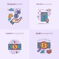 Business and Finance icon set, Financial growth / Service Guarantee / Capital management / Audit management Royalty Free Stock Photo