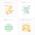 Business and Finance icon set, Financial growth / Service Guarantee / Capital management / Audit management Royalty Free Stock Photo