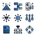 Business and Finance icon set include gold,message,chart,diamond,organization,growth,document,manager