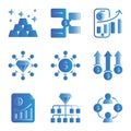 Business and Finance icon set include gold,message,chart,diamond,organization,growth,document,manager