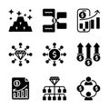 Business and Finance icon set include gold,message,chart,diamond,organization,growth,document,manager