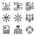 Business and Finance icon set include gold,message,chart,diamond,organization,growth,document,manager