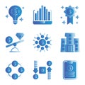 Business and Finance icon set include lamp,chart,award,scale,teamwork,government,money,memo