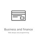 business and finance icon vector from web design and programming collection. Thin line business and finance outline icon vector