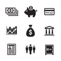 Business finance icons set. Economic money signs collection. Vector illustration.
