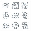 business and finance line icons. linear set. quality vector line set such as cash, statistics, income, secu loan, money, pay, Royalty Free Stock Photo