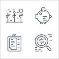 Business and finance line icons. linear set. quality vector line set such as funds, planing, piggy bank