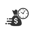 Business and finance management icon in flat style. Time is money illustration on white isolated background. Financial strategy b Royalty Free Stock Photo