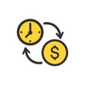 Business and finance management icon in flat style. Time is money illustration on white background. Financial strategy business Royalty Free Stock Photo