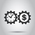 Business and finance management icon in flat style. Time is money illustration on white background. Financial strategy business Royalty Free Stock Photo