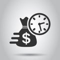 Business and finance management icon in flat style. Time is money illustration on white background. Financial strategy business Royalty Free Stock Photo