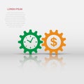 Business and finance management icon in flat style. Time is money illustration on white isolated background. Financial strategy Royalty Free Stock Photo