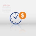 Business and finance management icon in flat style. Time is money illustration on white isolated background. Financial strategy Royalty Free Stock Photo