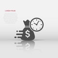 Business and finance management icon in flat style. Time is money illustration on white isolated background. Financial strategy Royalty Free Stock Photo